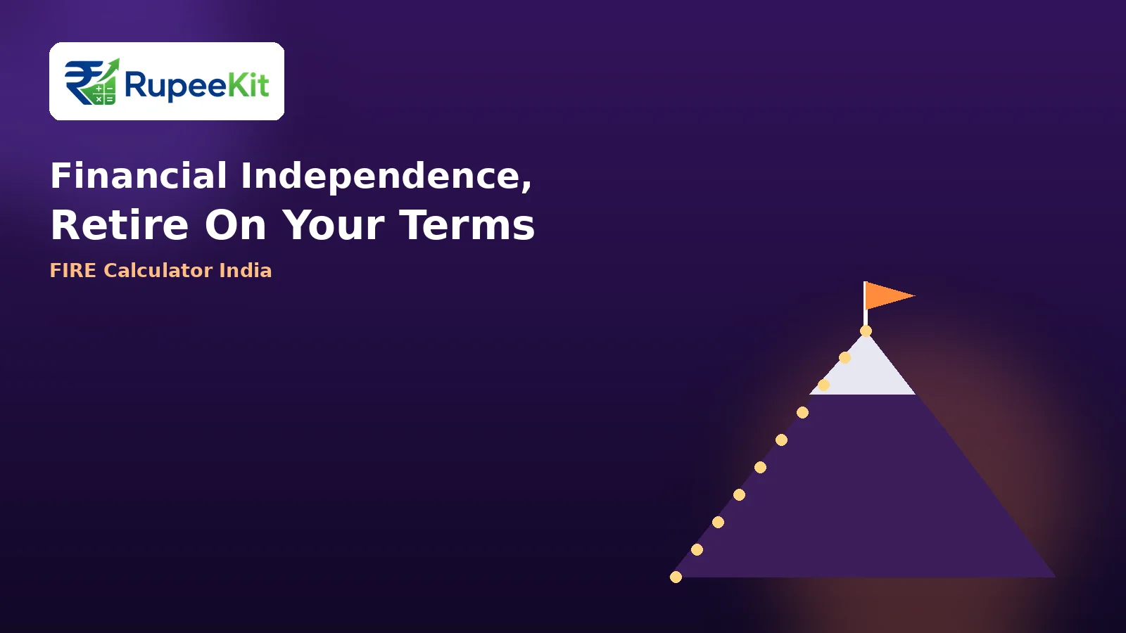 Illustration of a flag planted on a mountain peak representing progress toward financial independence and early retirement