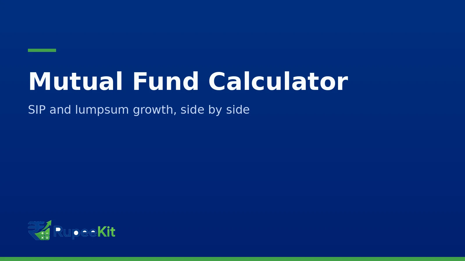 RupeeKit mutual fund calculator card comparing SIP and lumpsum investment growth in India