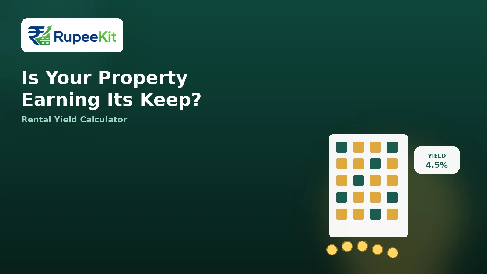 Illustration of a rental property with a rising yield percentage representing rental yield calculation