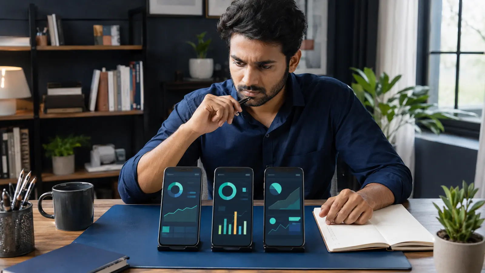 Indian investor objectively comparing three mobile demat account interfaces